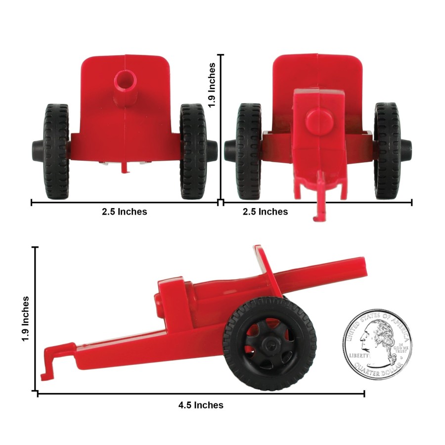 Era Tim Mee | Timmee M3 Artillery-Red 4Pc Plastic Army Men Cannon Playset-Made In Usa