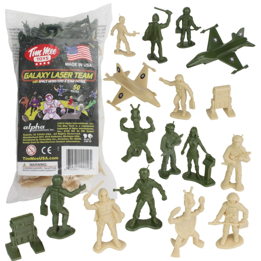 Era Tim Mee | Timmee Galaxy Laser Team Space Figures-Tan Vs Olive Green 50Pc Set Made In Usa