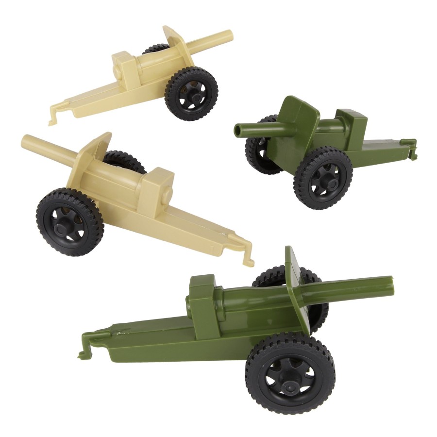 Era Tim Mee | Timmee M3 Artillery-Od Green & Tan 4Pc Plastic Army Men Cannon Playset Us Made