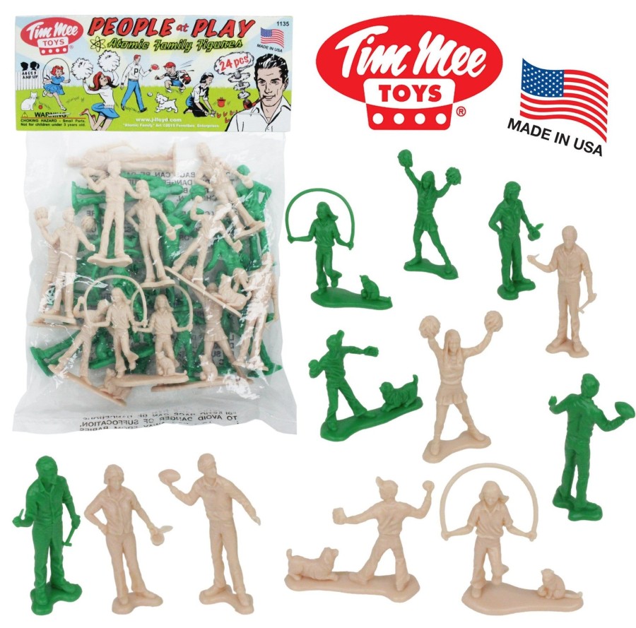 Era Tim Mee | Tim Mee People Play Figures: Green And Putty Color 24Pc Playset-Made In Usa