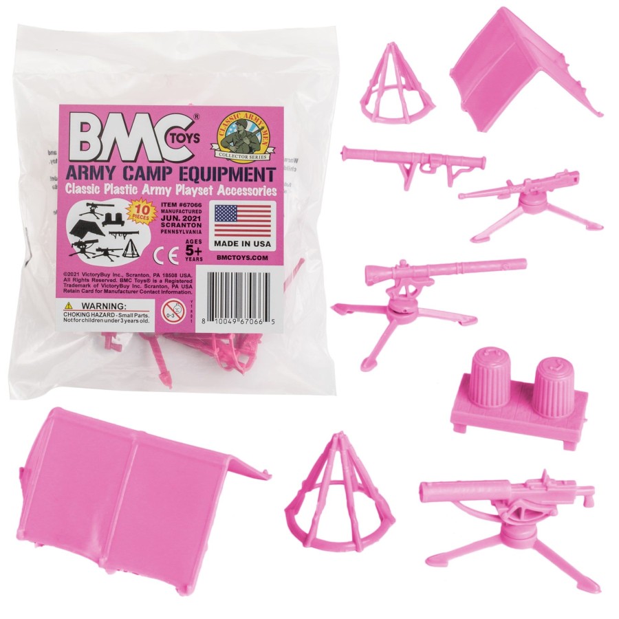 Era BMC Toys | Bmc Classic Plastic Army Men Camp Equipment-Pink 10Pc Tents And Guns-Us Made