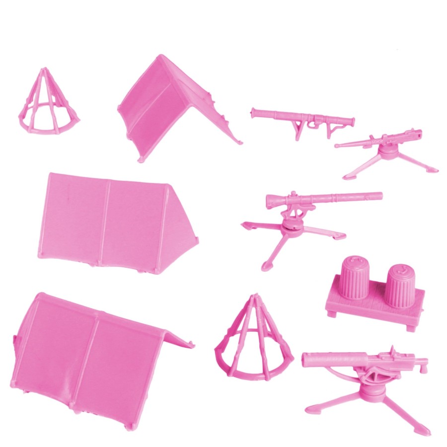 Era BMC Toys | Bmc Classic Plastic Army Men Camp Equipment-Pink 10Pc Tents And Guns-Us Made