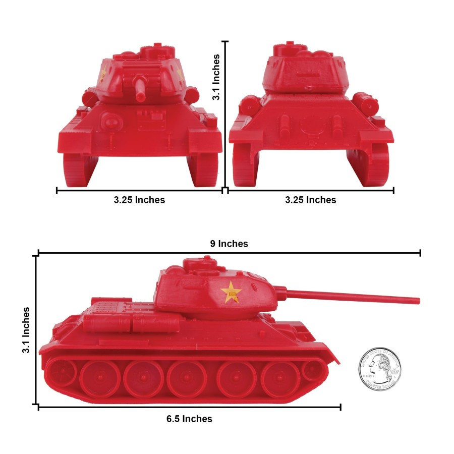 Era BMC Toys | Bmc Cts Ww2 Soviet T-34 Tank-Red 1:40 Russian T34 Plastic Army Men Vehicle