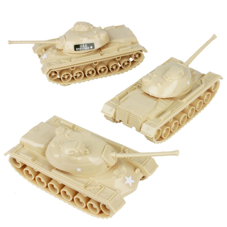 Era Tim Mee | Timmee Toy Tanks For Plastic Army Men-Desert Tan Ww2 3Pc-Made In Usa