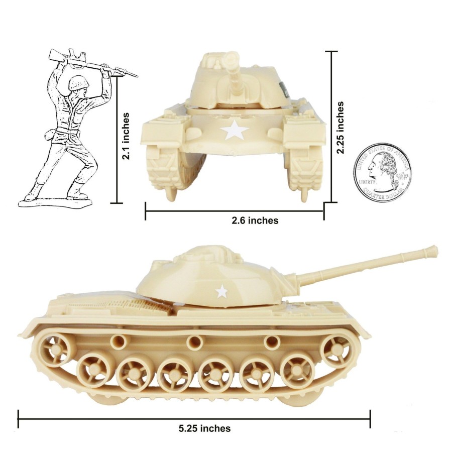 Era Tim Mee | Timmee Toy Tanks For Plastic Army Men-Desert Tan Ww2 3Pc-Made In Usa