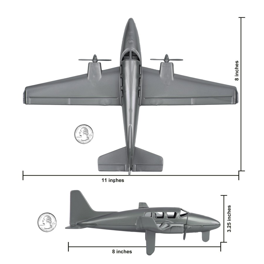 Era Tim Mee | Timmee Prop Plane And Fighter Jet-2Pc Silver Gray Plastic Army Men Air Support