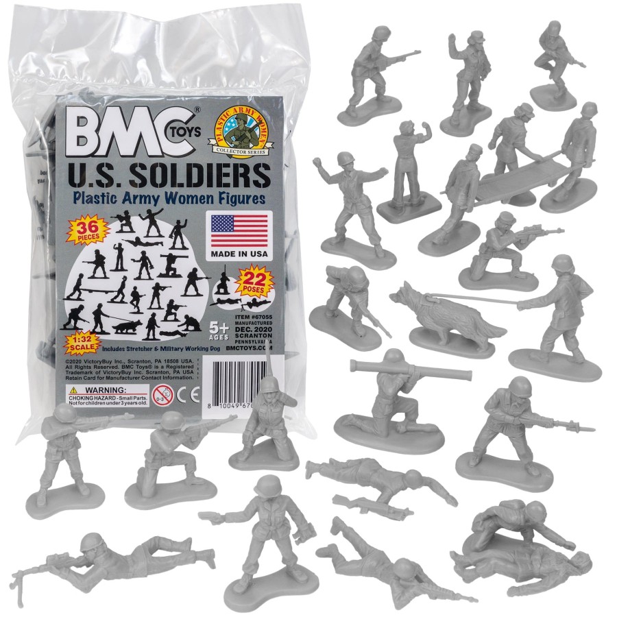 Era BMC Toys | Bmc Plastic Army Women-Gray 36Pc Female Soldier Figures-Made In Usa