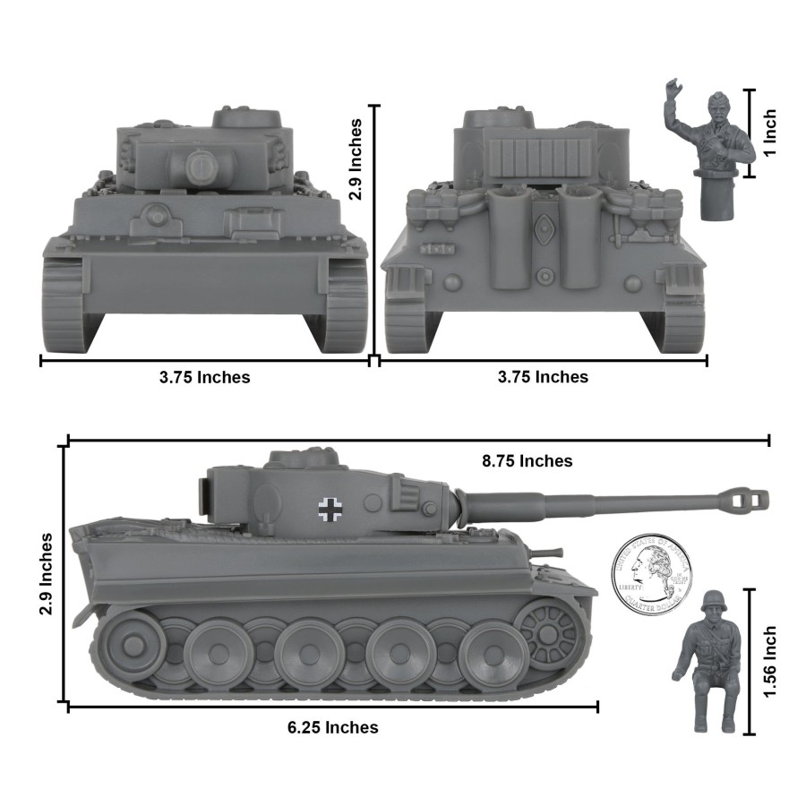 Era BMC Toys | Bmc Cts Ww2 German Tiger I Tank-Gray 1:38 Plastic Army Men Military Vehicle