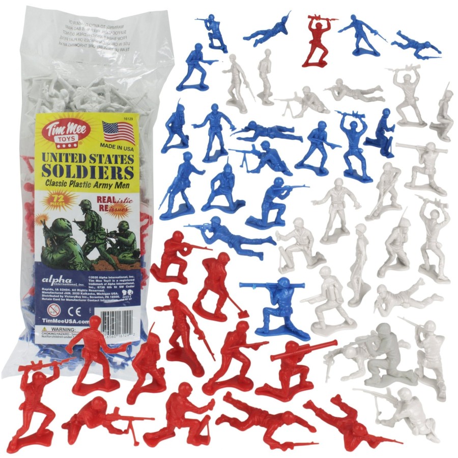 Era Tim Mee | Timmee Plastic Army Men Red White & Blue 72Pc Soldier Figures-Made In Usa