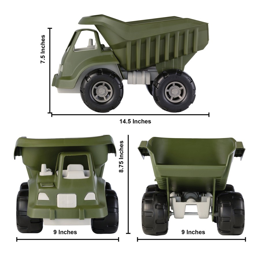 Product Line Tim Mee | Timmee Heavy Hauler Big Plastic Dump Truck Olive Green 15In-Made In Usa