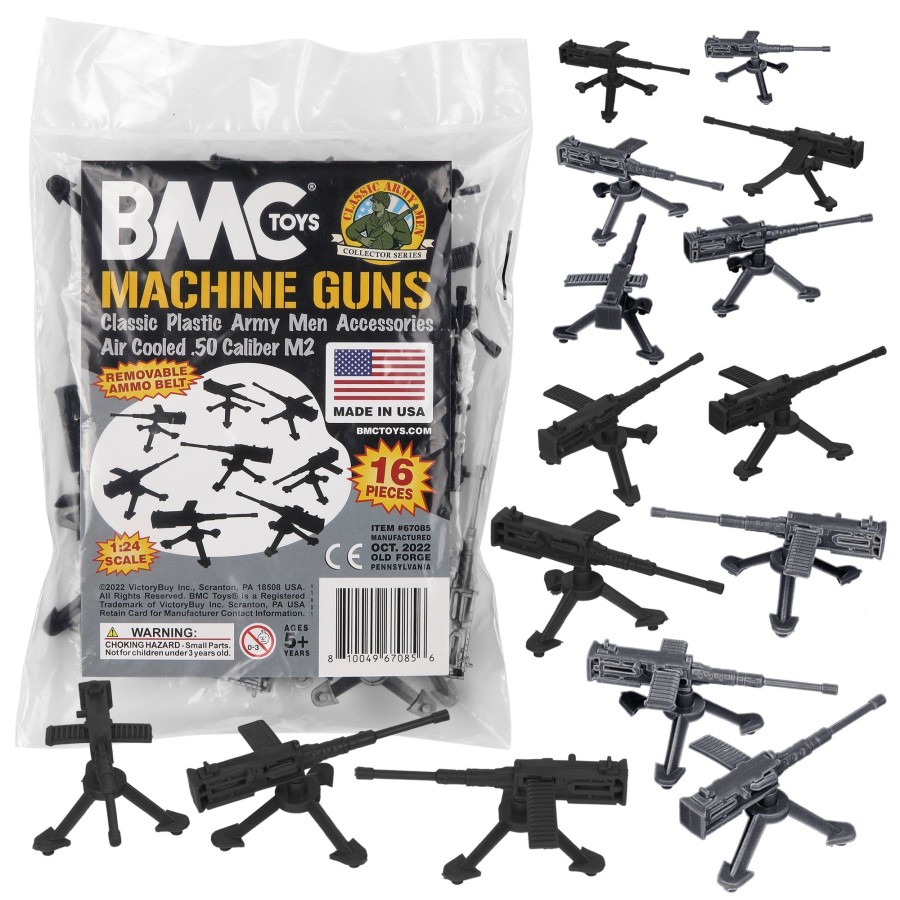 Era BMC Toys | Bmc Classic Mpc Machine Guns-16 Black & Silver Army Men Accessories-Made In Usa