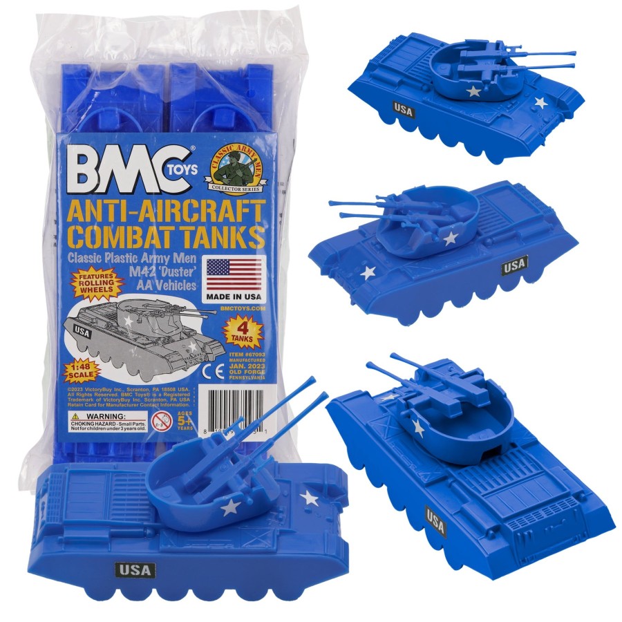 Era BMC Toys | Bmc Classic Payton Anti-Aircraft Tanks-4Pc Blue Plastic Army Men Vehicles