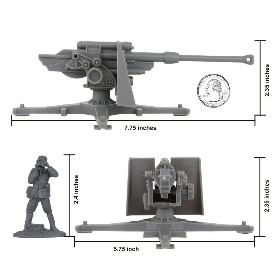 Era BMC Toys | Bmc Cts Ww2 German 88Mm Flak Artillery & Crews-15Pc Gray Army Men Accessories