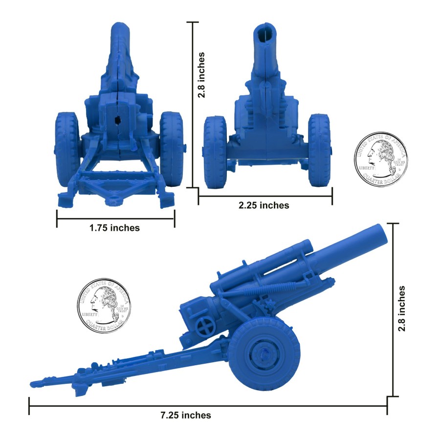 Era BMC Toys | Bmc Classic Marx Us Military Howitzers Blue 3Pc Plastic Army Men Field Artillery