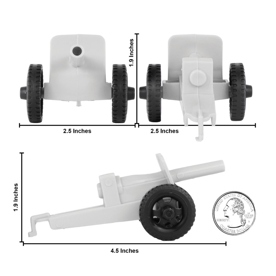 Era Tim Mee | Timmee M3 Artillery-White 4Pc Plastic Army Men Cannon Playset-Made In Usa