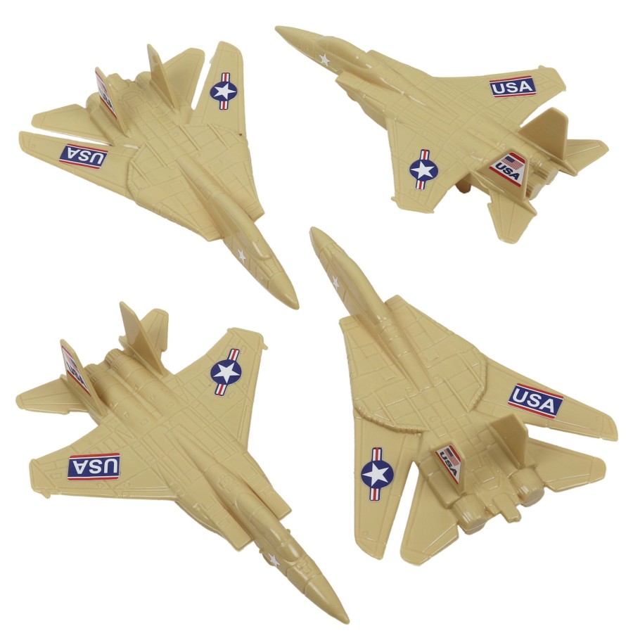 Era Tim Mee | Timmee Plastic Army Men Combat Fighter Jets-4Pc Tan Airplanes Made In Usa