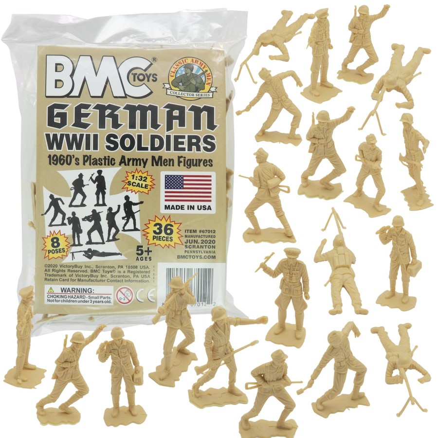 Era BMC Toys | Bmc Classic Mpc German Plastic Army Men-Tan 36Pc Ww2 Soldier Figures-Us Made