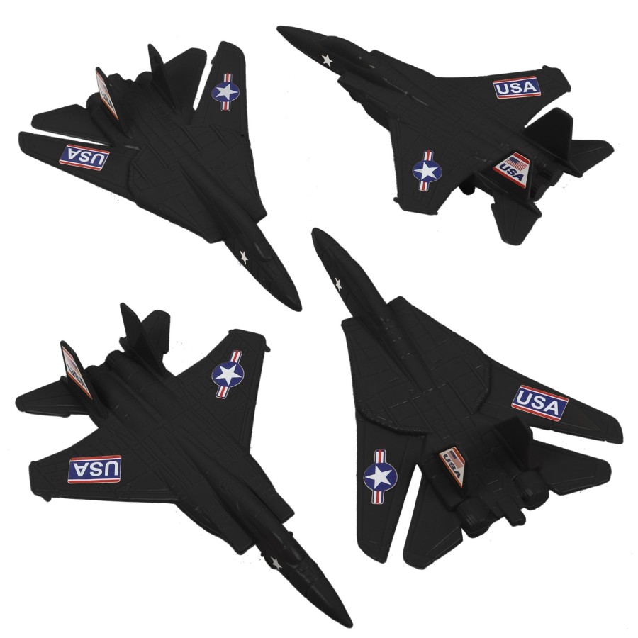 Era Tim Mee | Timmee Plastic Army Men Combat Fighter Jets-4Pc Black Airplanes Made In Usa