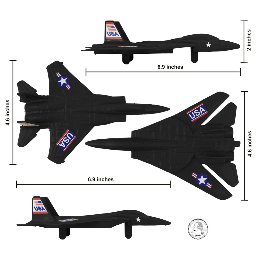 Era Tim Mee | Timmee Plastic Army Men Combat Fighter Jets-4Pc Black Airplanes Made In Usa