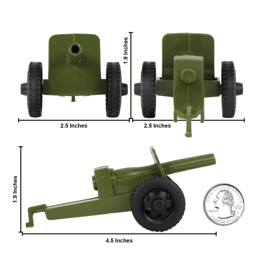 Era Tim Mee | Timmee M3 Artillery-Od Green 4Pc Plastic Army Men Cannon Playset-Made In Usa