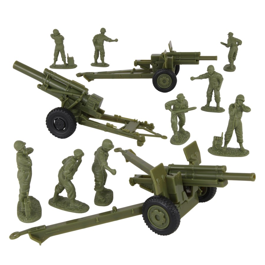 Era BMC Toys | Bmc Cts Ww2 Us Howitzer Artillery & Crew 12Pc Od Green Plastic Army Men Playset