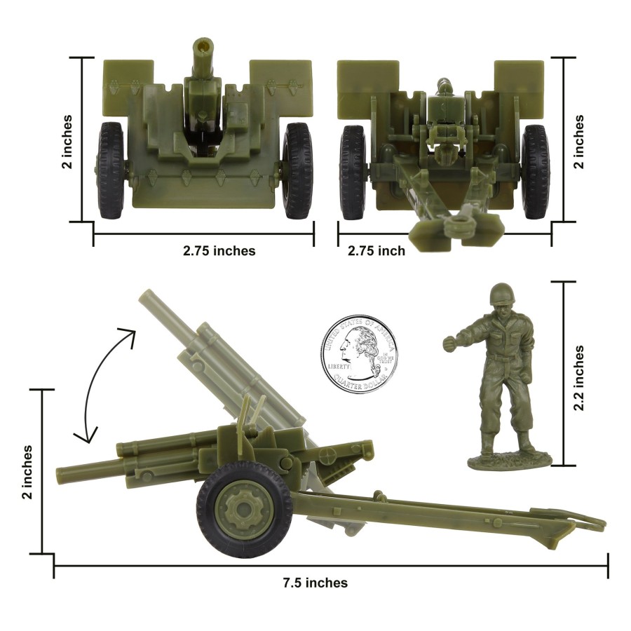 Era BMC Toys | Bmc Cts Ww2 Us Howitzer Artillery & Crew 12Pc Od Green Plastic Army Men Playset