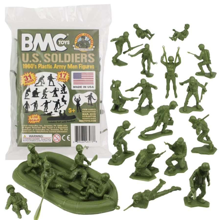 Era BMC Toys | Bmc Marx Plastic Army Men Us Soldiers-Od Green 31Pc Ww2 Figures-Made In Usa