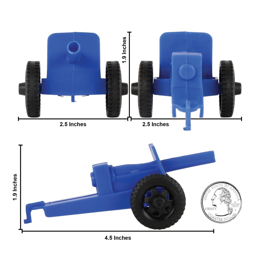 Era Tim Mee | Timmee M3 Artillery-Blue 4Pc Plastic Army Men Cannon Playset-Made In Usa