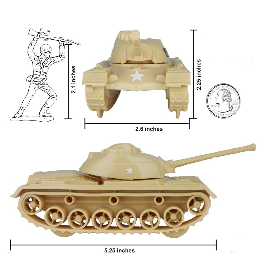 Era Tim Mee | Timmee Toy Tanks For Plastic Army Men-Tan Ww2 3Pc-Made In Usa