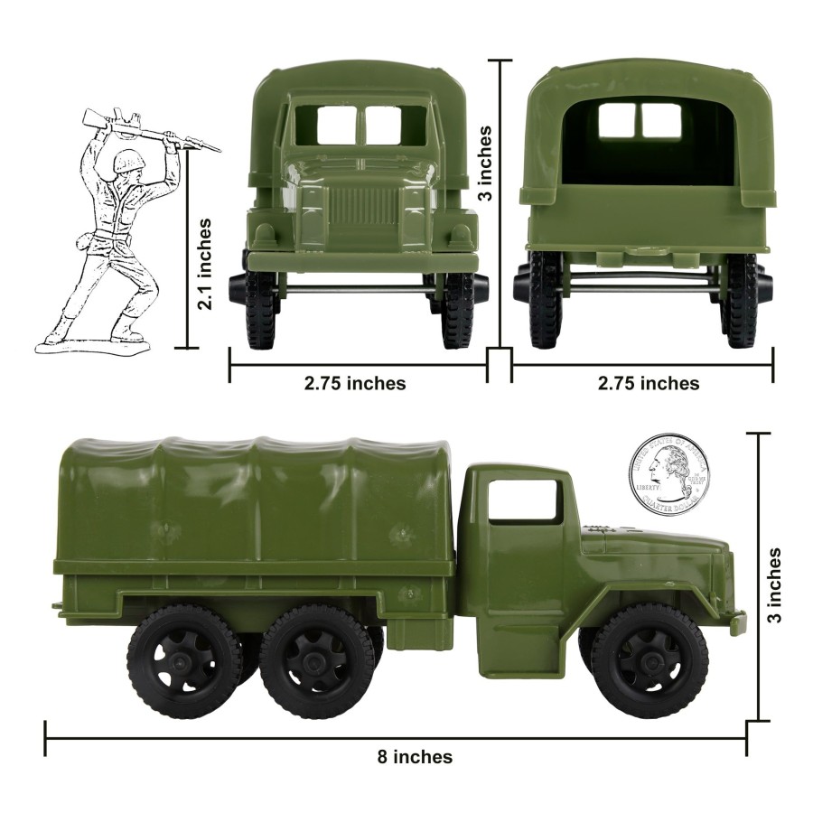 Era Tim Mee | Timmee Plastic Army Men Trucks-Od Green M34 Deuce And A Half Cargo Vehicles Us Made