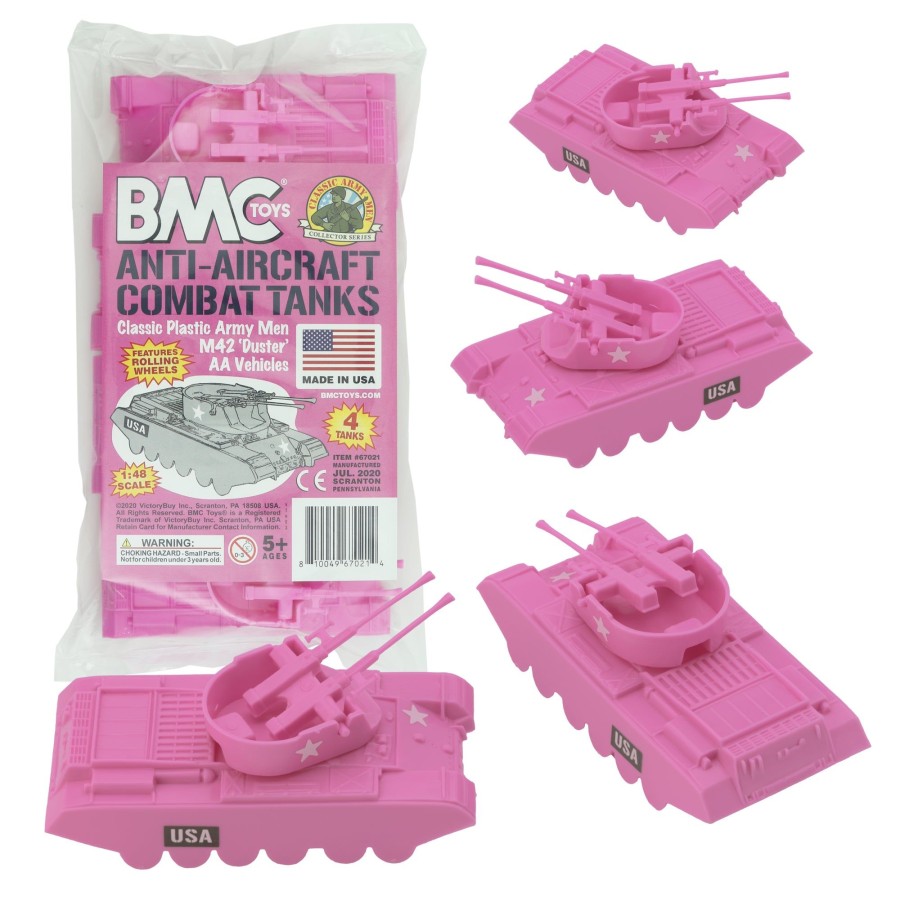 Era BMC Toys | Bmc Classic Payton Anti-Aircraft Tanks-4Pc Pink Plastic Army Men Vehicles