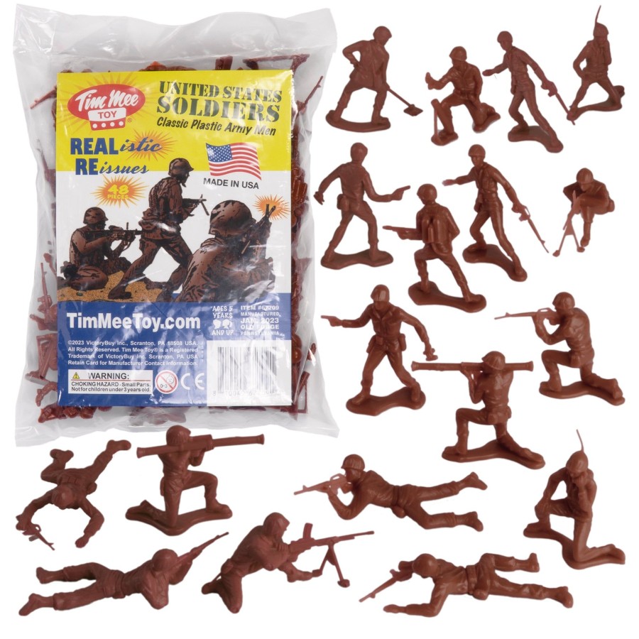 Era Tim Mee | Timmee Plastic Army Men-Rust Brown 48Pc Toy Soldier Figures-Made In Usa