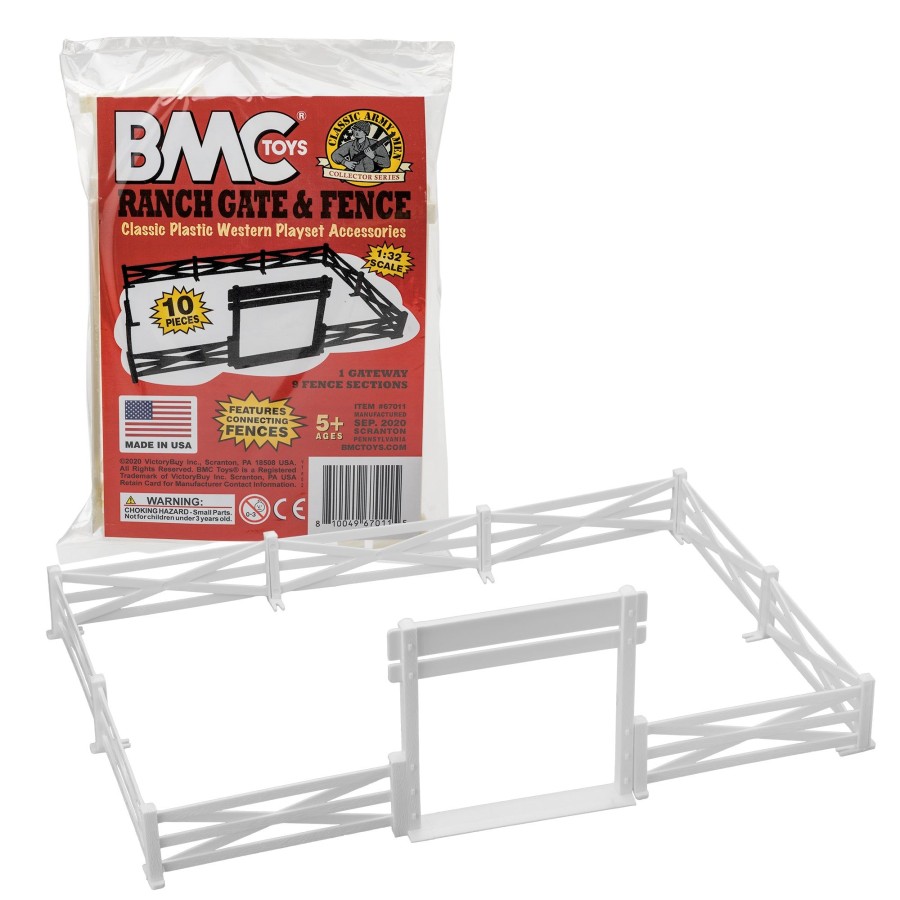 Era BMC Toys | Bmc Classic Marx Farm Ranch Fence & Gate-White 10Pc Plastic Playset Accessory