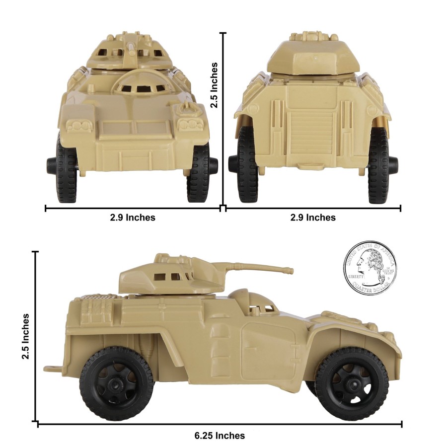 Era Tim Mee | Timmee Recon Patrol Armored Cars-Tan Plastic Army Men Scout Vehicles