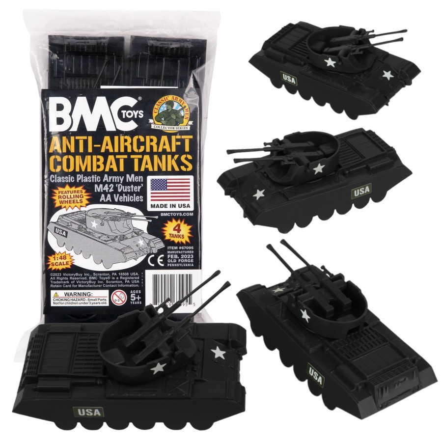 Era BMC Toys | Bmc Classic Payton Anti-Aircraft Tanks-4Pc Black Plastic Army Men Vehicles