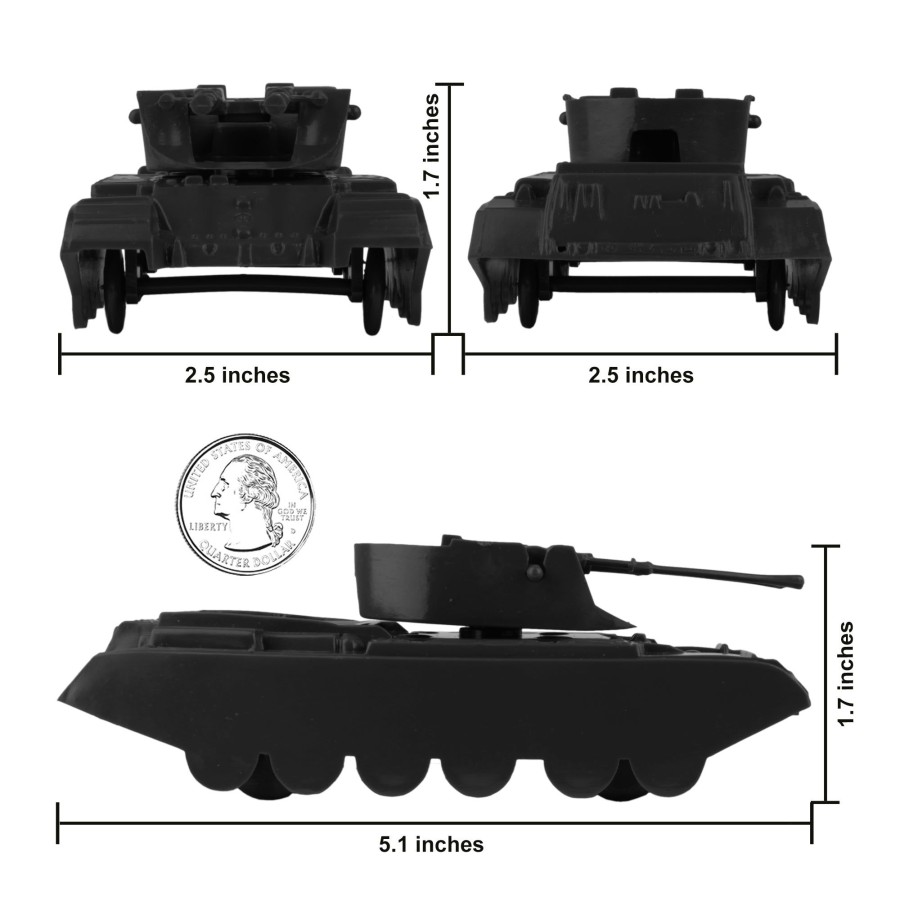 Era BMC Toys | Bmc Classic Payton Anti-Aircraft Tanks-4Pc Black Plastic Army Men Vehicles