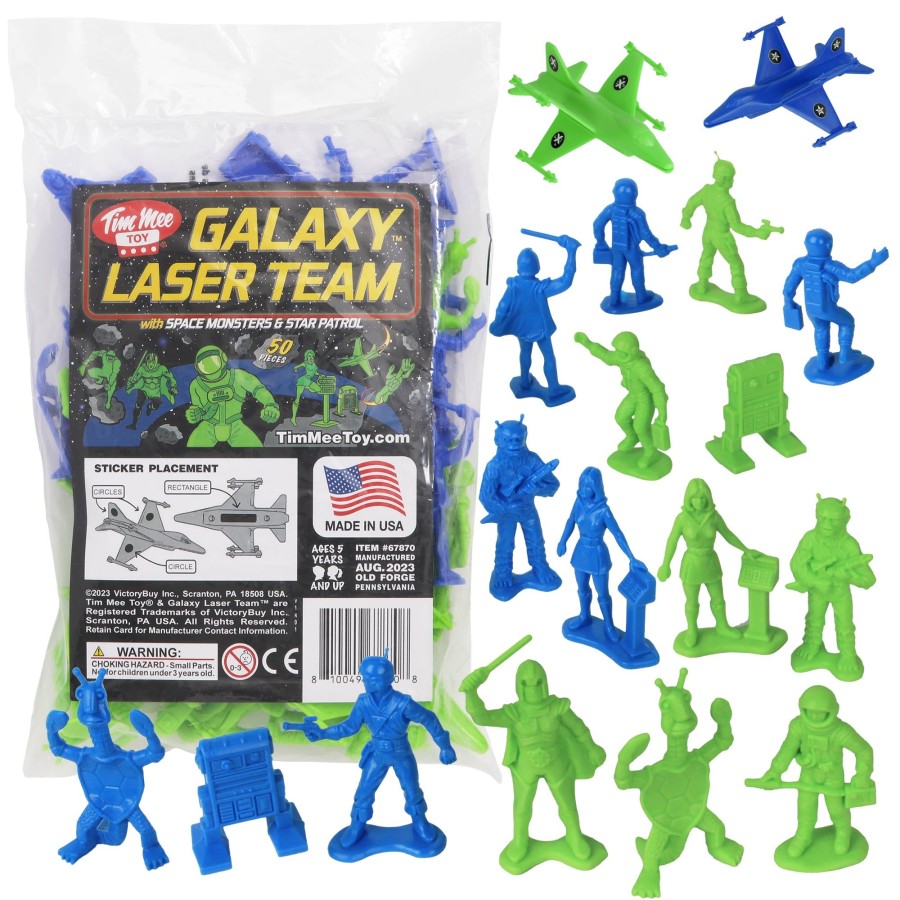 Era Tim Mee | Timmee Galaxy Laser Team Space Figures-Blue Vs Green 50Pc Set-Made In Usa