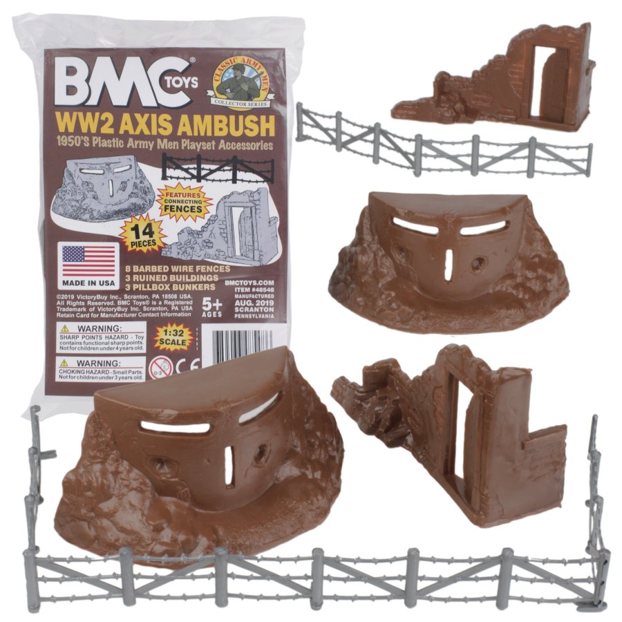 Era BMC Toys | Bmc Classic Marx Axis Ambush-14Pc Brown Plastic Army Men Playset Accessories