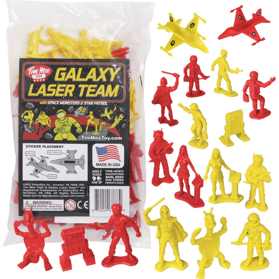 Era Tim Mee | Timmee Galaxy Laser Team Space Figures-Red Vs Yellow 50Pc Set-Made In Usa