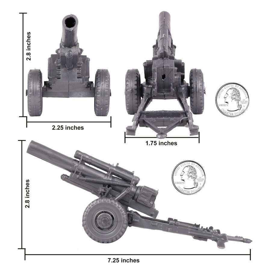 Era BMC Toys | Bmc Classic Marx Us Military Howitzers Silver-Gray 3Pc Plastic Army Men Field Artillery