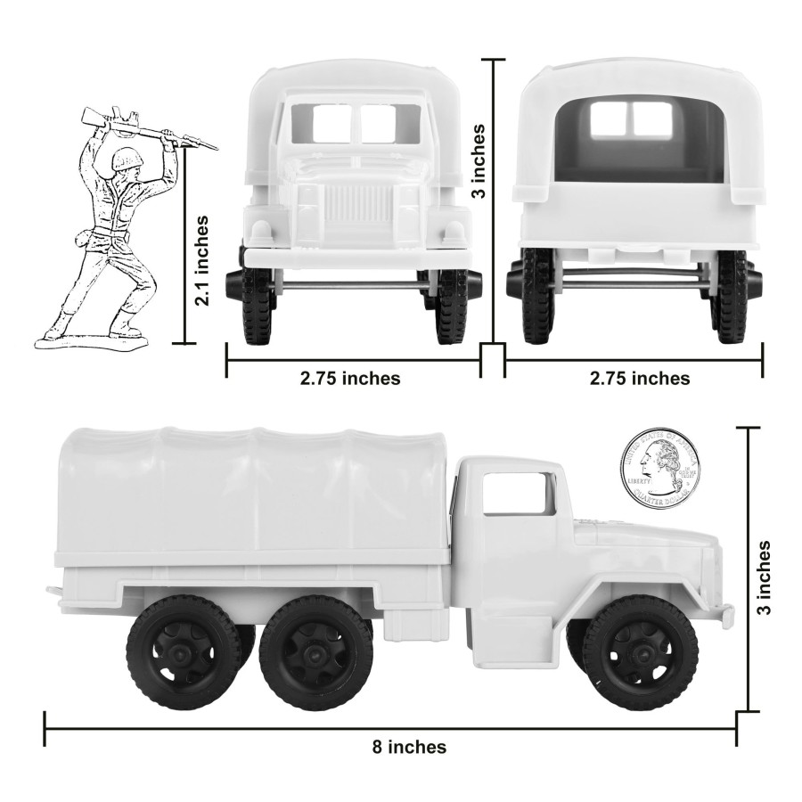 Era Tim Mee | Timmee Plastic Army Men Trucks-White M34 Deuce And A Half Cargo Vehicles Us Made