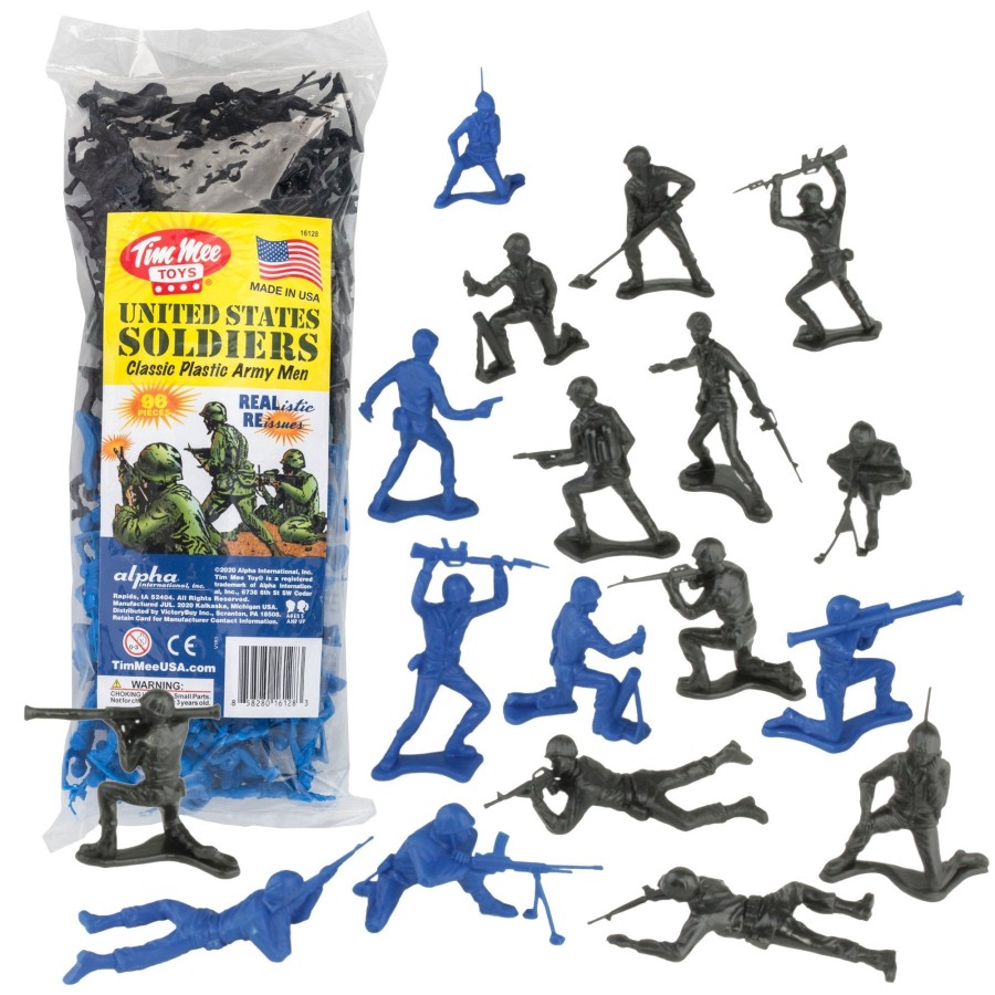 Era Tim Mee | Timmee Plastic Army Men-Black Vs Blue 96Pc Soldier Figures-Made In Usa