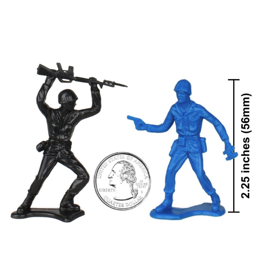 Era Tim Mee | Timmee Plastic Army Men-Black Vs Blue 96Pc Soldier Figures-Made In Usa