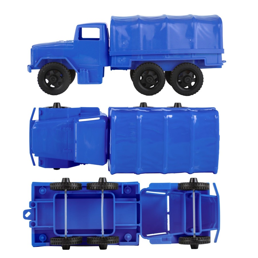 Era Tim Mee | Timmee Plastic Army Men Trucks-Blue M34 Deuce And A Half Cargo Vehicles Us Made