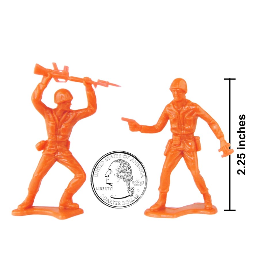 Era Tim Mee | Timmee Plastic Army Men-Orange 48Pc Toy Soldier Figures-Made In Usa