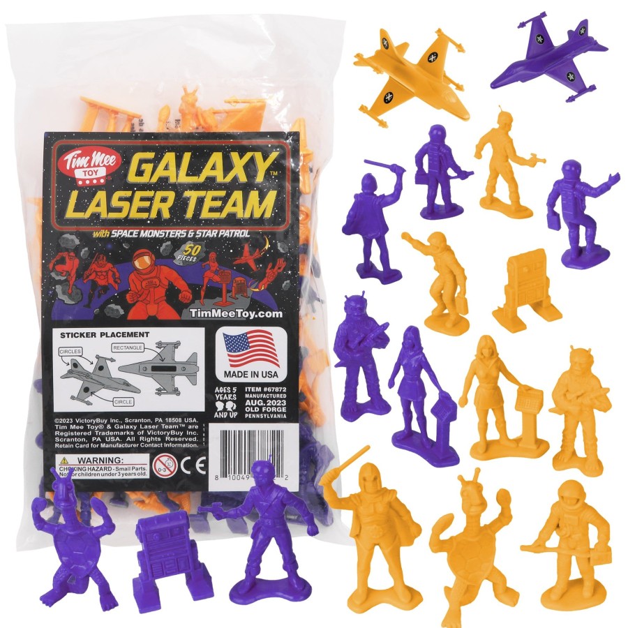 Era Tim Mee | Timmee Galaxy Laser Team Space Figures-Purple Vs Orange 50Pc Set-Made In Usa