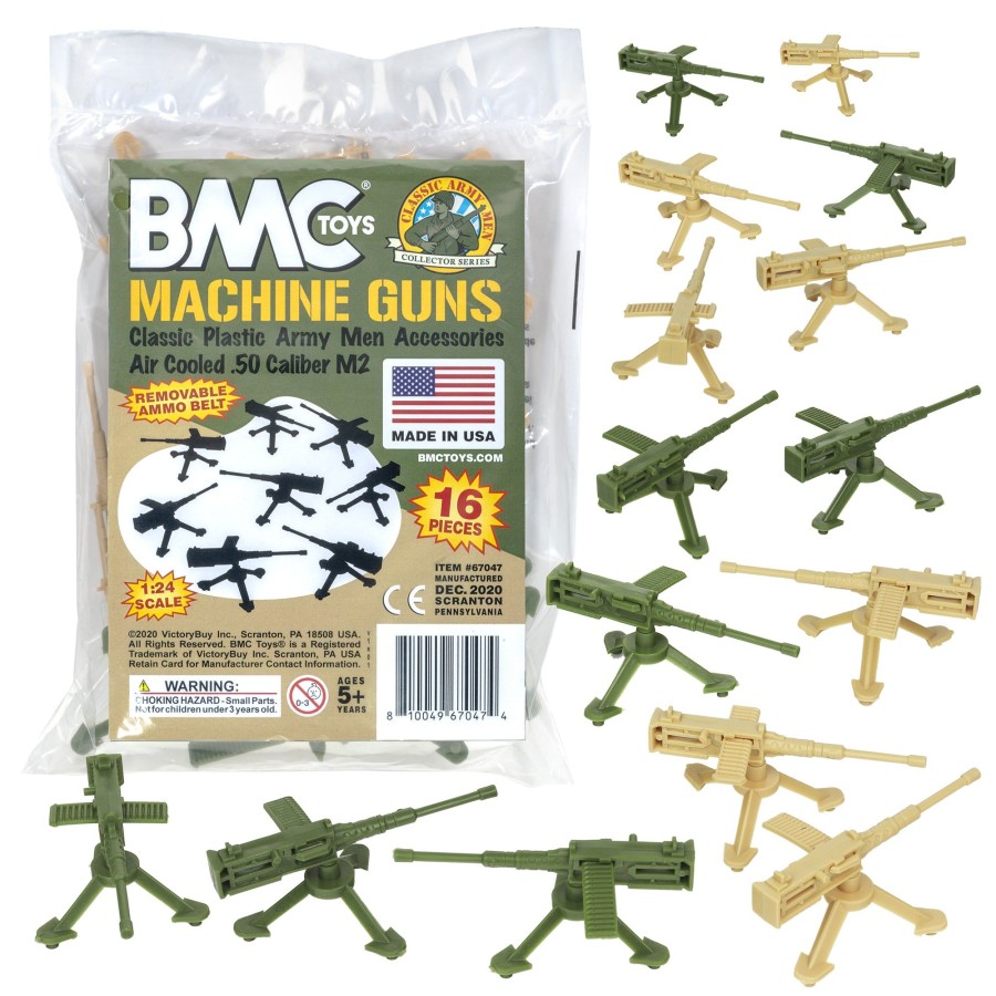 Era BMC Toys | Bmc Classic Mpc Machine Guns-16 Tan & Green Army Men Accessories-Made In Usa