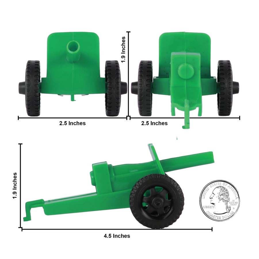 Era Tim Mee | Timmee M3 Artillery-Green 4Pc Plastic Army Men Cannon Playset-Made In Usa