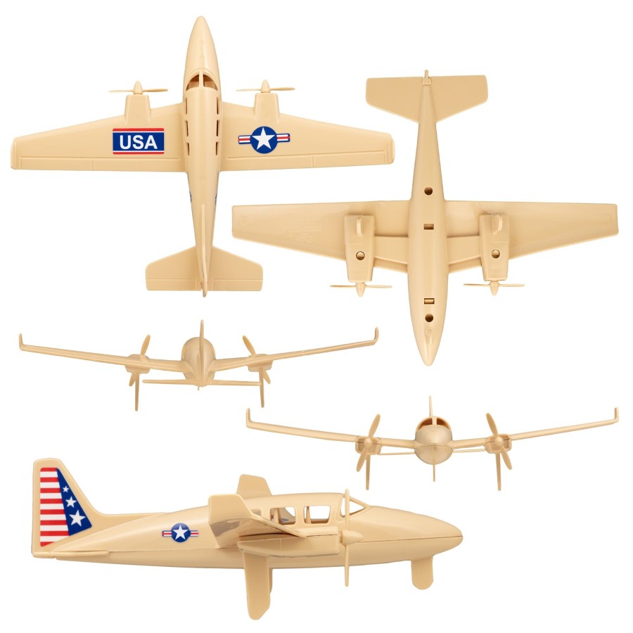 Era Tim Mee | Timmee Prop Plane And Fighter Jet-2Pc Tan Plastic Army Men Air Support Us Made