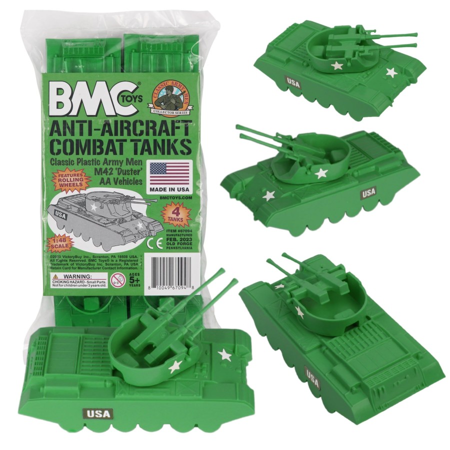 Era BMC Toys | Bmc Classic Payton Anti-Aircraft Tanks-4Pc Green Plastic Army Men Vehicles